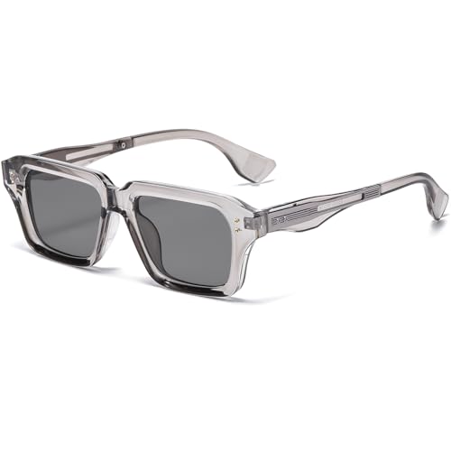 Image of AIEYEZO Rectangle Sunglasses for Men Women Fashion Square Frame Sun Glasses 90's Retro Designer Shades