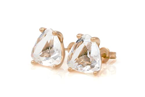 Boucles d'Oreilles en Quartz Cristal Anemone suspendues sur monture fine en Or Rose