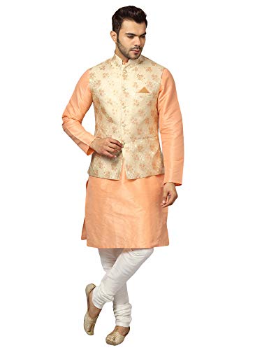 Uri and MacKenzie Men's Silk Blend Kurta Pajama with Designer Ethnic Nehru Jacket /Modi Jacket/Waistcoat