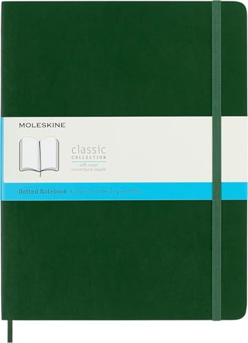 Cuaderno punteado Moleskine XL verde mirto con elegante tapa blanda y diseño exclusivo