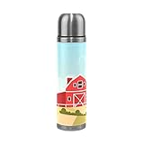 Capacité : 500 ml. Eslifey Bouteille d\'eau isotherme en acier inoxydable avec double isolation sous vide 500 ml Rouge grange sur ferme