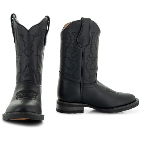 Soto Boots Kid's Round Toe Boots, Geniune Leather Kid's Cowboy Boots, Toddler Western Boots, K4004 (,)2