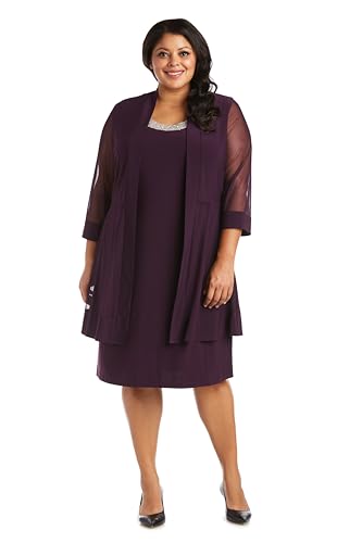Image of R&M Richards Women's Petite Glitter Trim Jacket Dress
