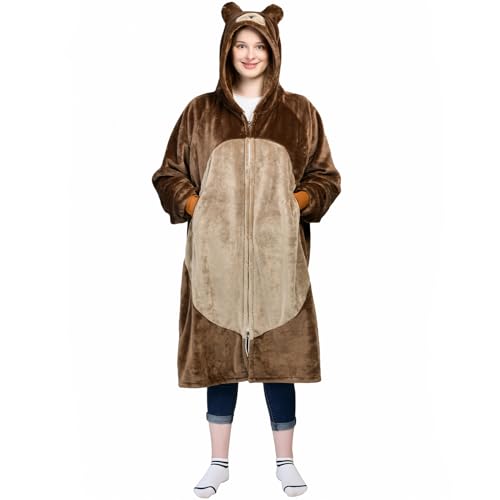 Bear Hooded Blanket Wearable Blanket Hoodie