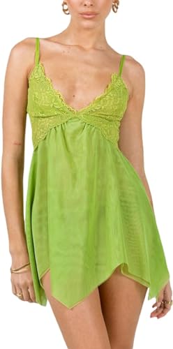 Yiulangde Women Sexy Satin Going Out Dress Y2k Fairy Corset Green Tinkerbell Mini Dress with Elf Wings Cosplay Party Halloween Costume