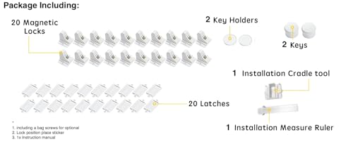 image for 20 Pack Magnetic Cabinet Locks Baby Proofing - Vmaisi Children Proof C