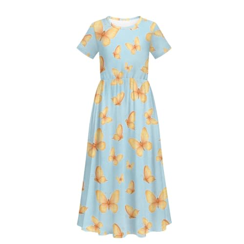 Robe d'été paon pour filles, la tenue de vacances légère et bohème pour fillette