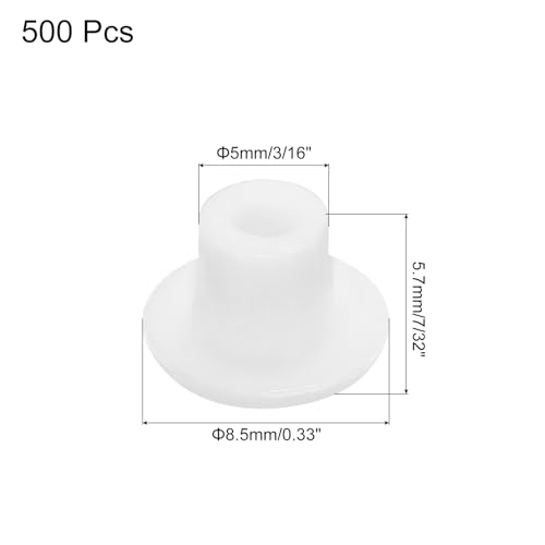 Image of MECCANIXITY 500pcs Plastic Hole Plugs, 5mm (3 /16 Inch) White Screw Caps Cover Snap in Locking Round Button Top Shelf Plugs for Cabinet Cupboard Bookcase License Plate Furniture