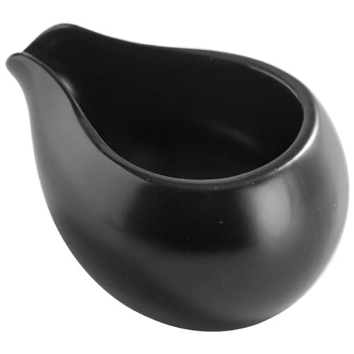 Tazza con schiumalatte, bricco for caffè, bricco for latte in ceramica for ristoranti, panna, sciroppo, erogatore di schiuma, tè pomeridiano, bar, utensili for macchina da caffè, bocca rotonda(Black)