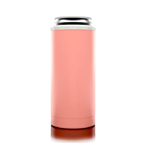 Seriously Ice Cold Sic 12Oz Tall Slim Can Seltzer & Beer Insulated Cooler Sleeve, Premium Double Wall Stainless Steel Skinny Thermocooler (Matte Coral) #TOP3