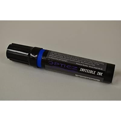 Opticz Jumbo XL Blue Red Yellow UV Blacklight Reactive Invisible Ink Felt Chisel Tip Marker Pen Blue
