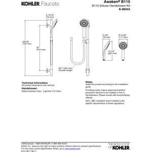 Kohler K-99243-BN Kit Deluxe Slidebar Awaken miniatura 3