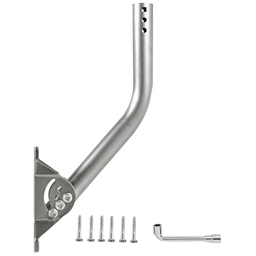 CEKAY Stainless Steel Antenna Mount (1.5' x 17'), Heavy-Duty Adjustable J-Pole Mast for TV Antenna, Starlink, Satellite Dish, or Weather Station, Universal Wall, Eave & Roof Mounting Bracket