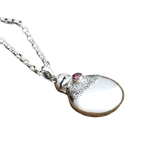 Pendentif parfum argent style Art Nouveau : l'élégance rétro d'un flacon ciselé