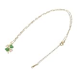 Veemoon Collar de Trébol Suerte de Cuatro Hojas para Mujer, Collar de Clavícula Colgante de Hojas Verdes, Diseño Ligero y Duradero, Joyería para San Patricio y Ocasiones Obsequios