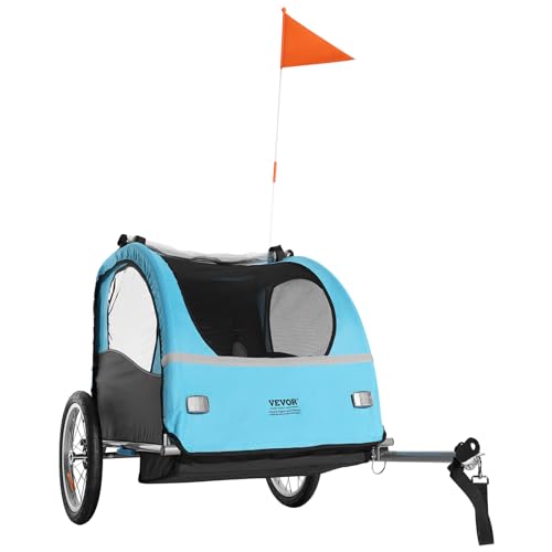 Image of VEVOR Bike Trailer for Toddlers Kids, Single & Double Seat Options, 2-in-1 Canopy Carrier with Strong Frame Converts to Stroller, Tow Behind Foldable Child Bicycle Trailer with Universal Coupler