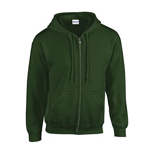 Gildan Heavy Blendâ Full Zip Hooded Sweatshirt Sweatshirt, Forest Green, M Unisex Adult, Forest Green, M
