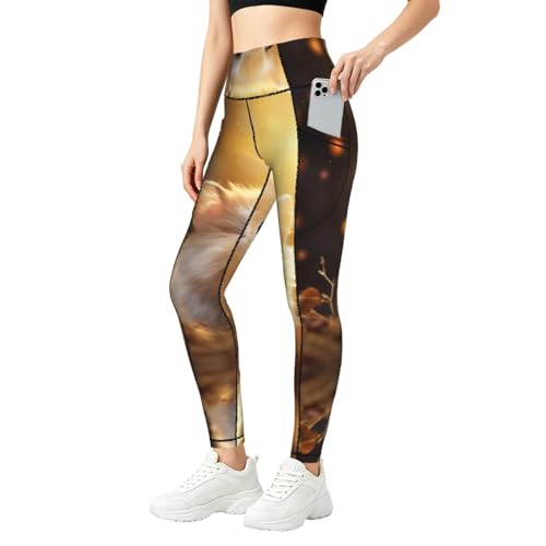 Legging imprimé animal avec poches fitness doux taille haute extensible