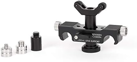Wooden Camera Universal Lens Support 15mm Lightweight (LW) for Heavy Lenses, with Rolling Y-Bracket and Height Extension Posts