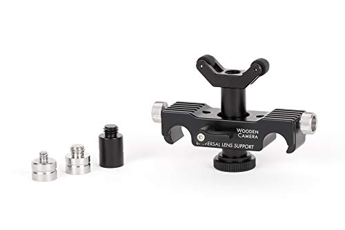 Wooden Camera Universal Lens Support 15mm Lightweight (LW) for Heavy Lenses, with Rolling Y-Bracket and Height Extension Posts