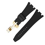 XIW Watch Band Replacement, 28mm Rubber Strap for Audemars Piguet AP Royal Oak Offshore 15703 15710 15400 26470 26400 Silicone, Golden Buckle, Unisex - Image 4