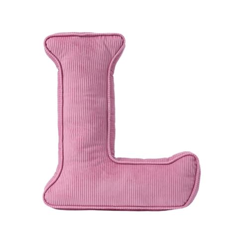 Pink Letter Plush Pillow, Letter Hugging Throw Pillows, Decorative Corduroy Initial Letter Shaped Throw Pillows, Letter Pillows English Alphabet A to Z for Sofa Bedroom Living Room Decor (L)
