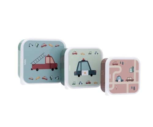Tutete Set de 3 Fiambreras Infantiles, Cajas Almuerzo de 500ml, 350ml, 300ml, Aptas para Microondas y Lavavajillas, Libre de BPA, Lunch Box Ideales para Guardería y Colegio - Vintage Cars