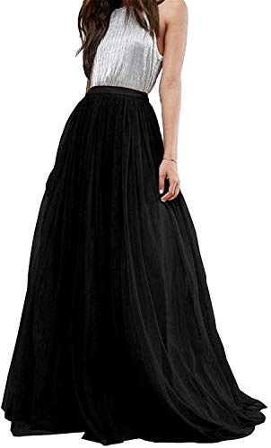 Women Wedding Long Tulle Skirt Dress Bridal Bridesmaids Floor Length High Waisted Maxi Tutu Party Dress