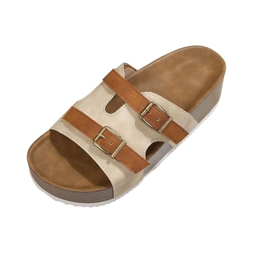 Sandales plates-formes orthopédiques et slippers d'été en cuir pour femme