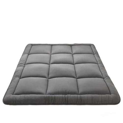WhatsBedding Japanese Floor Mattress Futon Mattress 3' Tatami Mat,Foldable & Portable Roll Up Lounger Camping Bed, Shredded Memory Foam Filled Grey Full Size 54'x 80'