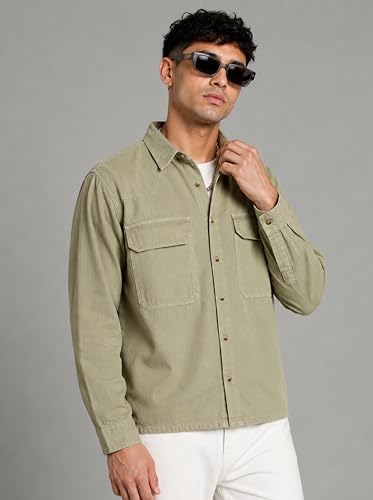 Image of INKD Men's Shacket Shirt - 100% Cotton | Relaxed Fit | Colored Denim Shirt for Men | Full Sleeve | Soft & Comfortable | Overshirt | Premium Buttons