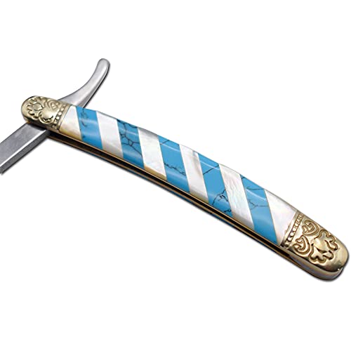 Old Ram Collection Barber Straight Razor Style Manual Folding Knife.. (Blue) #TOP3