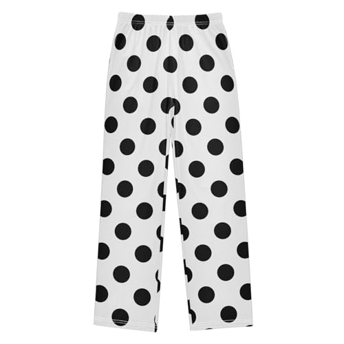Boys' Pants Black Polka Dots White Classic Long Bottoms Jogger Pants Elastic Waist Trousers with Pockets S-XL