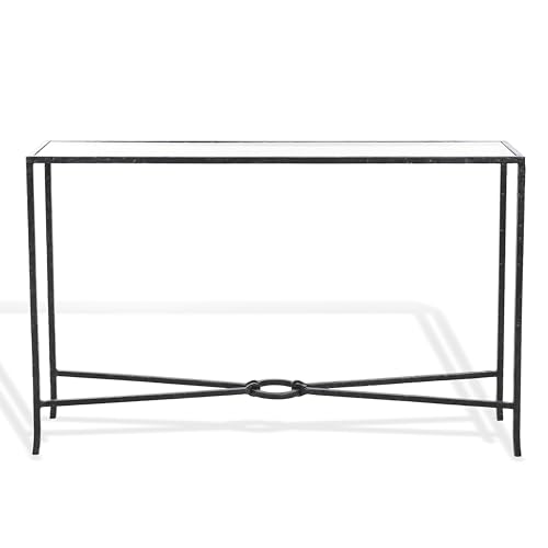 SAFAVIEH Couture Collection Tauri Black Metal Glass Top Rectangle Console Table (Fully Assembled)