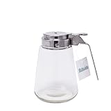 Millvado 12 Ounce Glass Sugar/Syrup Dispenser | Restaurant Style, Stainless Steel Lid, Perfect for Sugar, Honey, Syrups, Cream, and More, Dishwasher Safe