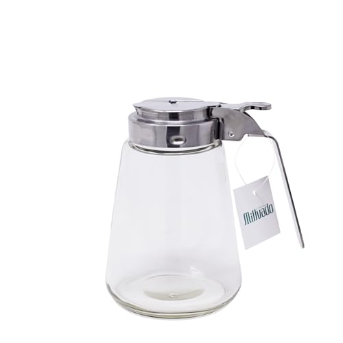 Millvado 12 Ounce Glass Sugar Dispenser | Restaurant Style, Stainless Steel Lid, Perfect for Sugar, Dishwasher Safe