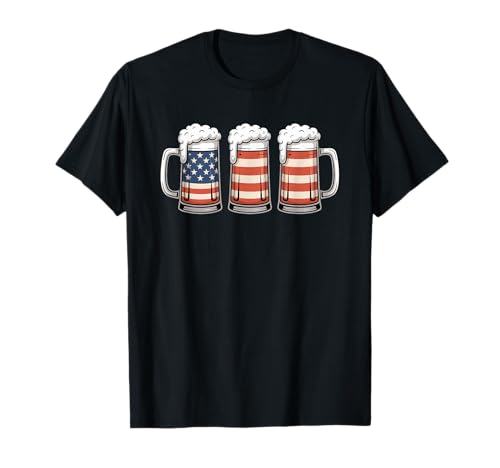 Beer American Flag Drinking Independence Day 4 Juillet T-Shirt