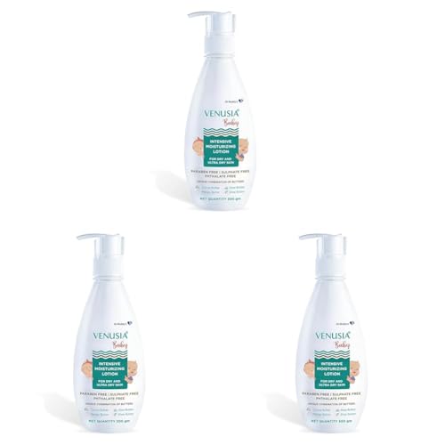 Image of VENUSIA Dr. Reddy's Baby Intensive Moisturizing Lotion | Safe, Hydrating and Gentle | Goodness of Shea, Aloe, Cocoa and Mango Butter | Soothes Baby Skin | 300g (Pack of 3)