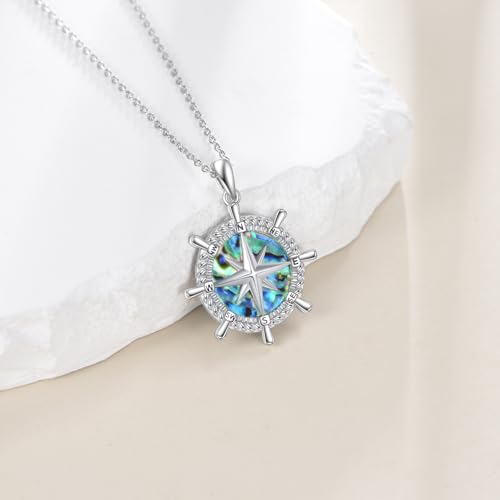 Rudder Necklace 925 Sterling Silver Voyage Pendant Abalone Shell Jewelry Gifts for Women Men2