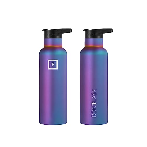 Iron °Flask Sports Water Bottle - 24 Oz, 3 Lids (Straw Lid), Leak Proof, Vacuum Insulated Stainless Steel, Hot Cold, Double Walled, Thermo Mug, Standard Metal Canteen #TOP3