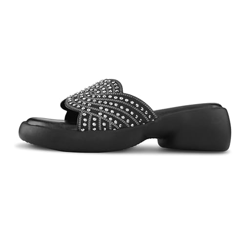 Image of Centrino Women's Sandals | Stylish Slip-On Sandals for Ladies |Elegant Slide Sandals with Butterfly Studded Embellishment Design | Lightweight and Durable Fashion Footwear (9310)