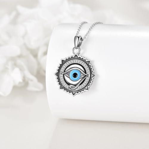 Evil Eye Necklace 925 Sterling Silver Evil Eye Pendant Necklace Greek Protection Jewelry Gifts Lucky Necklace for Women Men - Image 7