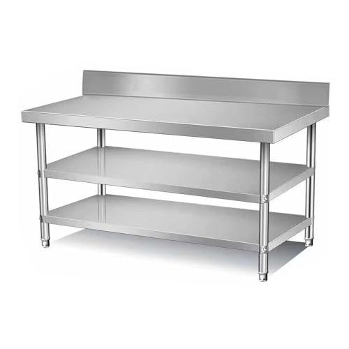 HeavyDutyRostfritt stål Förbered med 3 hyllor och stänkskyddKommersiellKökArbetsstationFörRestaurangerHem och Hotell (70x50 x 80 cm)