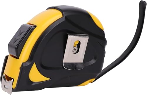 Image of Amazon Basics Self-Locking Tape Measure, 25ft (8-Meters), Accurate Dual Scale inch /Metric, MID Accuracy, Extendable, Yellow, 2 Count (Pack of 12)