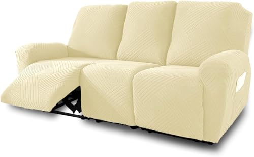NORTHERN BROTHERS Recliner Chair Covers (Beige, 3 Seat)