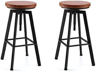 Holdfiturn 2pcs Breakfast Bar Stools Adjustable Wooden Stool Swivel Wooden Bar Stools Perching Stool Kitchen Breakfast Bar for Counter Breakfast Bar