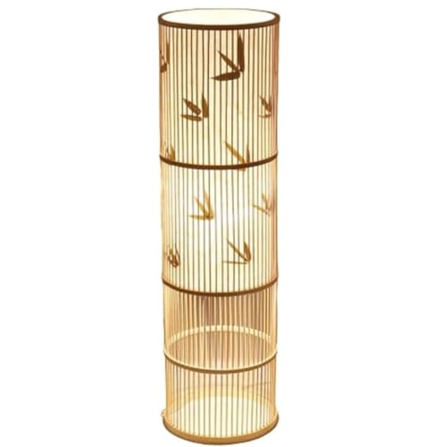 Retro Lámpara de Pie Lámpara De Pie Cilíndrica Hecha A Mano De Bambú, Poste Alto, Luz De Suelo De Estilo Chino, Decoración para Sala De Estar, Lámpara De Pie Lámpara de Pie para Salón(A)