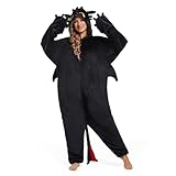 Unisex Animal Onesie Pajamas Adult Cosplay Dragon Sleepwear Halloween Party Costumes Black