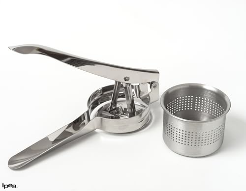 Ipea Schiacciapatate Professionale In Acciaio Inox Per Schiacciare Patate, Verdura E Frutta - Design Moderno - Impugnatura Ergonimica - Utensile Da Cucina Per Purè - Pressa Di Ortaggi E Carote - 12