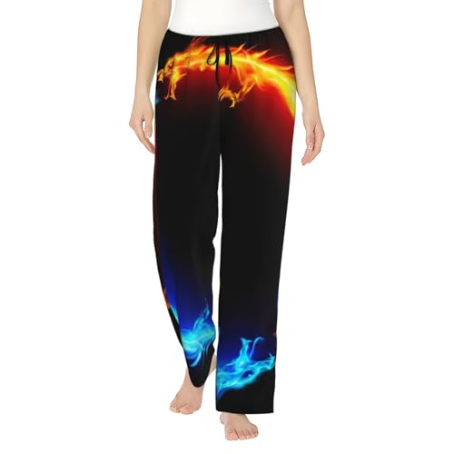 Pantalon de pyjama dragon pour femme en polyester doux avec poches